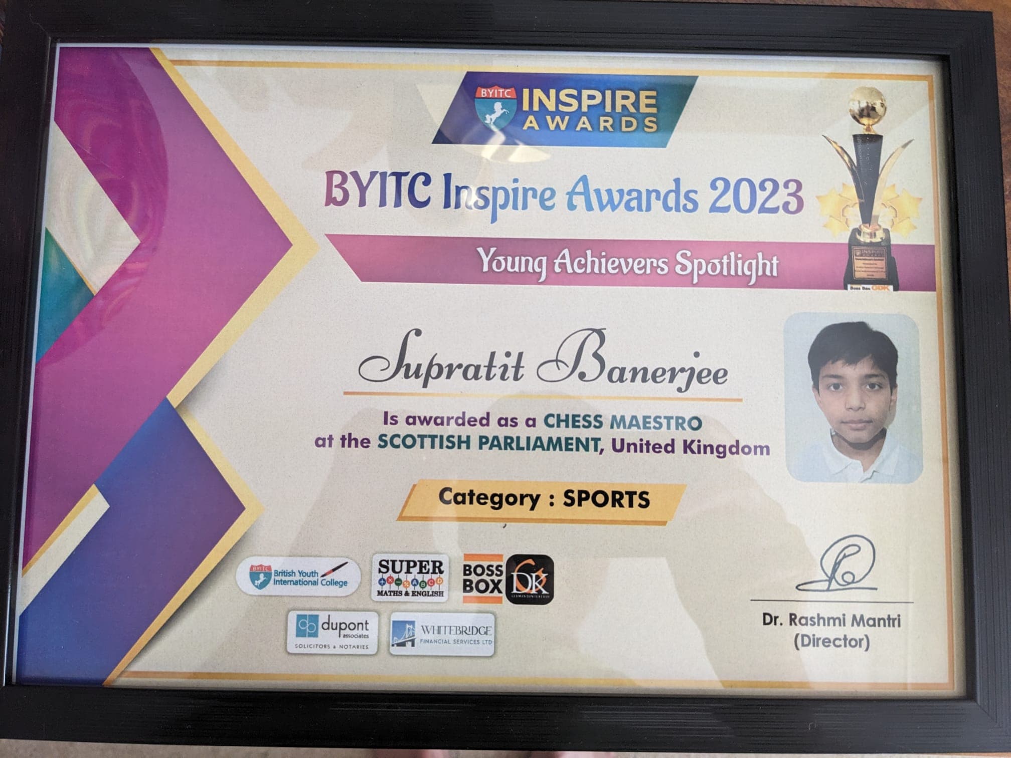 BYITC young acheiver sports award 2023